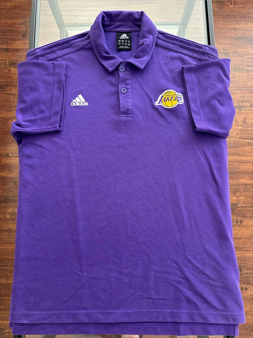 Vintage Y2K Adidas Los Angeles Lakers Polo Shirt Size L